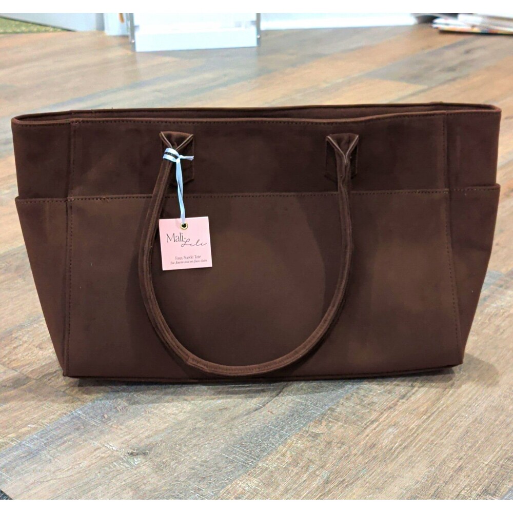 Mali + Lili Faux Suede Tote Bag 16" L x 3.5" W x 10.25" H
